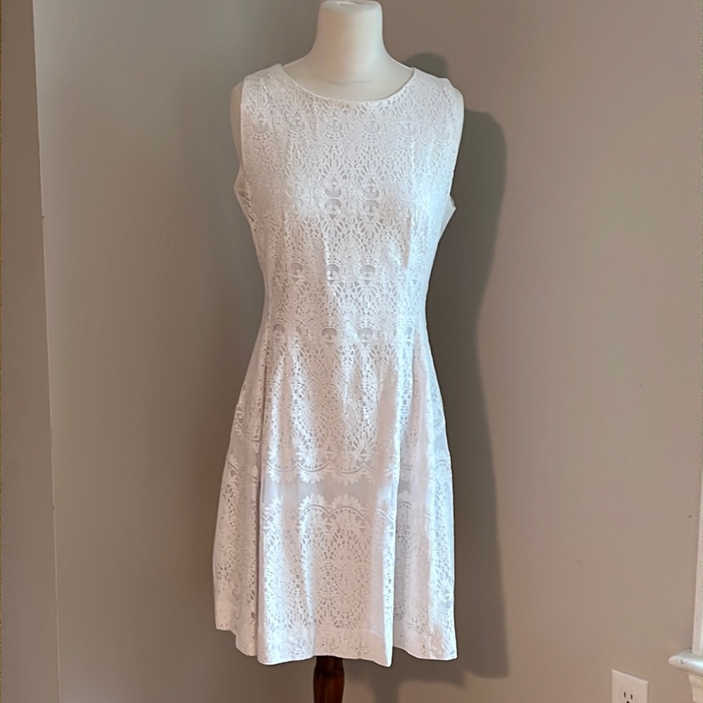 Eva Mendes White Lace Dress